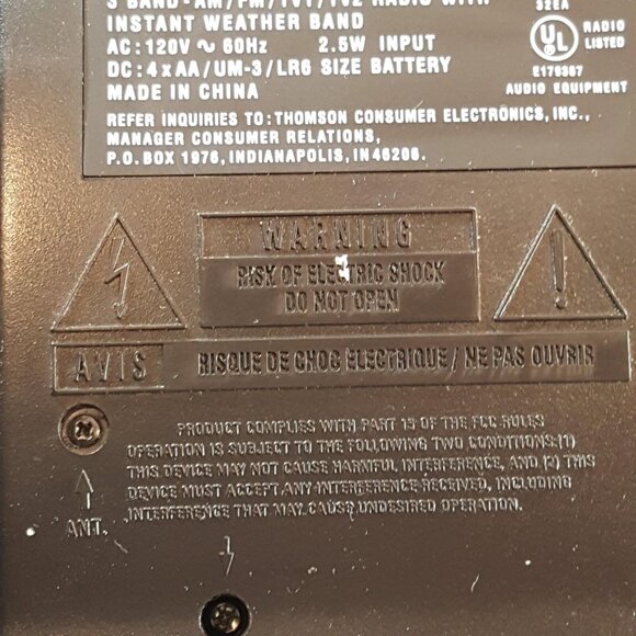 GE 3 Band Model 7-2946B AM/FM/TV1/TV2 Instant Weather Radio Band - Picture 6 of 7